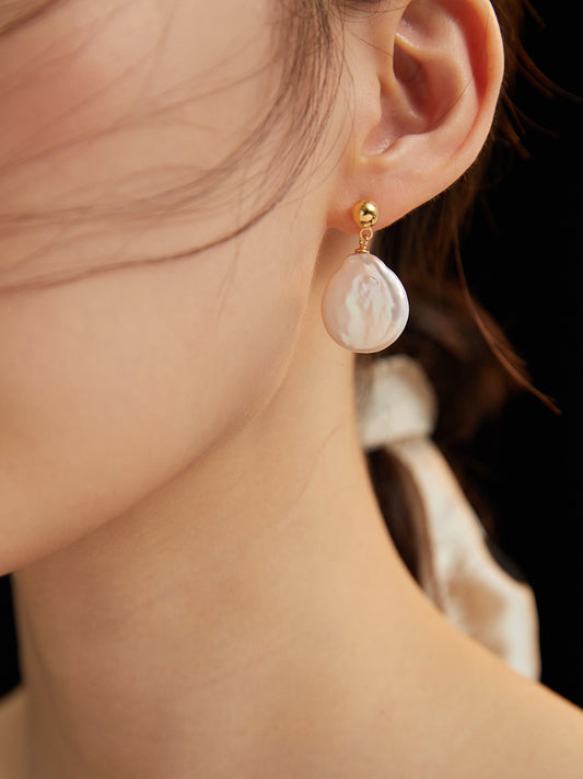 Odd-Shaped Pearl Earrings-H7164